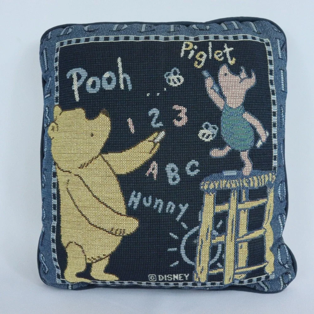 Vintage Disney Winnie the Pooh & Piglet Tapestry Throw Pillow 11.5